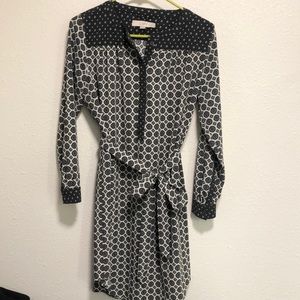 LOFT Medium Petite Dress Grey & Cream